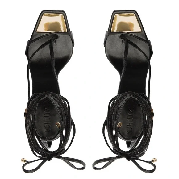 Schutz Vikki Black Strappy Heel - Picture 3 of 7